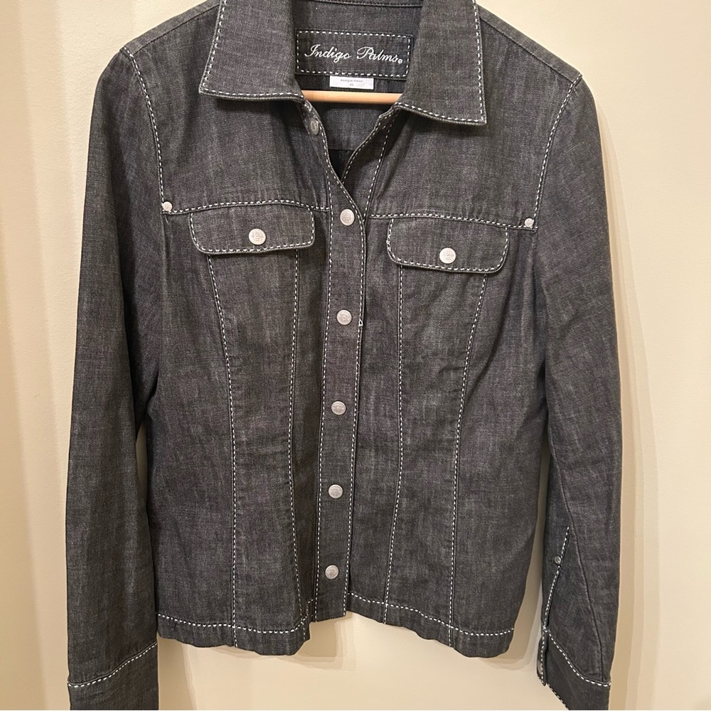 Indigo Palms Women's Charcoal Denim Jacket Country Cowgirl‎ Size Medium